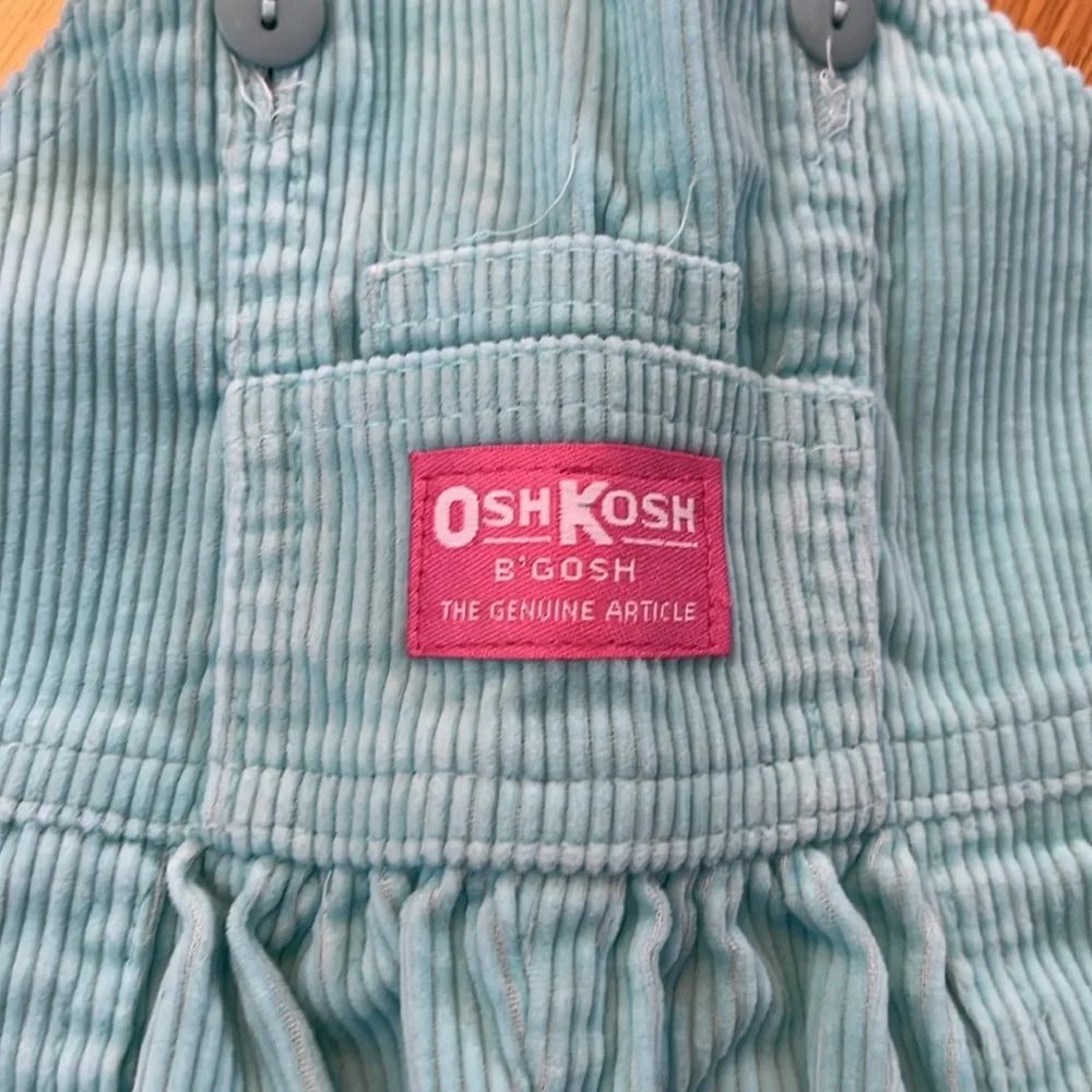 Oshkosh B’gosh vintage made in the USA corduroy overalls size 12 mo light aqua